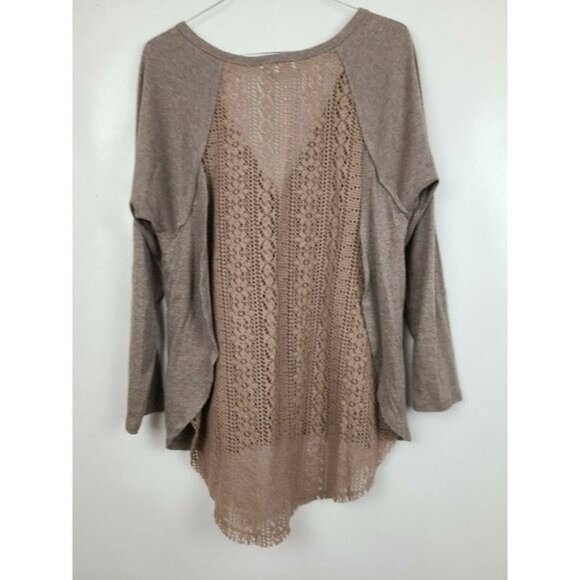 A'reve Womens BOHO Fairy Cardigan Medium Brown Crochet Button Front Oversized - Picture 3 of 8